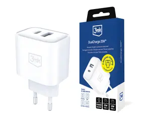 3mk DualCharge 20W bílá / Nabíječka / PD3.0 / QC3.0 / PPS / 1x USB-A + 1x USB-C