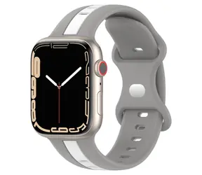 X-SITE Silikonový řemínek pro Apple Watch 42/44/45/49mm šedo-bílá / Řemínek / Apple Watch / Silikonový