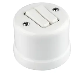 X-SITE Retro dvojvypínač keramika bílá / Vypínač / Schodišťový / Nástěnný / 10 A / 250 V