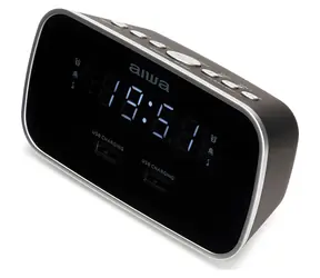 Aiwa CRU-19BK černá / Radiobudík / FM / LED displej / Dual alarm / USB nabíjení