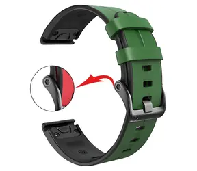 X-SITE Silikonovo-kožený řemínek pro Garmin QuickFit 22mm zelený / Řemínek / Silikon/kůže / 22 mm