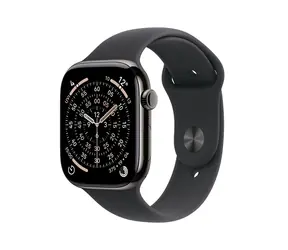 Apple Watch Series 11 GPS+Cellular 42mm Břidlicově šedé titanové tělo - Černý sportovní řemínek M/L / 150–200 mm