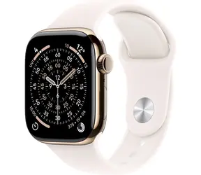 Apple Watch Series 11 GPS+Cellular 42mm Zlaté titanové tělo - Světle ruměný sportovní řemínek M/L / 150–200 mm