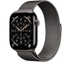Apple Watch Series 11 GPS+Cellular 42mm Břidlicově šedé titanové tělo - Břidlicově šedý milánský tah / 130–180 mm