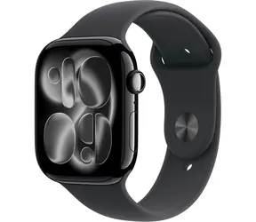 Apple Watch Series 11 GPS 46mm Klavírně černé hliníkové tělo - Černý sportovní řemínek M/L / 160–210 mm