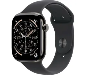 Apple Watch Series 11 GPS+Cellular 46mm Břidlicově šedé titanové tělo - Černý sportovní řemínek M/L / 160–210 mm
