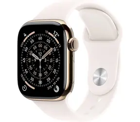 Apple Watch Series 11 GPS+Cellular 46mm Zlaté titanové tělo - Světle ruměný sportovní řemínek S/M / 140–190 mm
