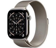 Apple Watch Series 11 GPS+Cellular 46mm Titanové tělo - Přírodní milánský tah M/L / 150–200 mm