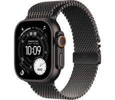 Apple Watch Ultra 3 (2025) GPS+Cellular 49mm Černé titanové tělo - Černý titanový milánský tah (M) / 155-185mm 