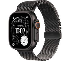 Apple Watch Ultra 3 (2025) GPS+Cellular 49mm Černé titanové tělo - Černý titanový milánský tah (L) / 180-210mm 