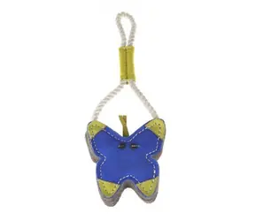 animALL Hračka Motýl přetahovadlo natural kůže podložená plstí 25x10 cm