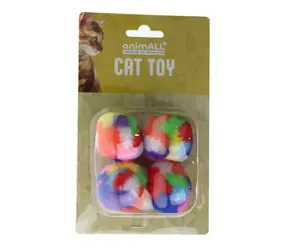 animALL Hračka Cat Míček plyš barevný 4-5 cm 4 ks