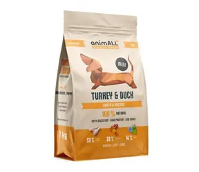 animALL Mini Turkey & Duck 7 kg / psí granule