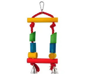 Bird Jewel Hračka - houpačka dřevěná s lanem barevná 25 cm