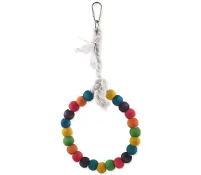 Bird Jewel Hračka - houpačka dřevěná s lanem barevná - kruh 15 cm