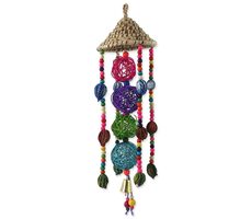 Bird Jewel Hračka - závěsná s provazy a dřívky barevná 50x14 cm