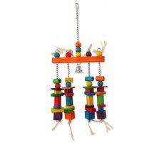 Bird Jewel Hračka - závěsná s barevnými dřívky a zvonečkem 55x20 cm