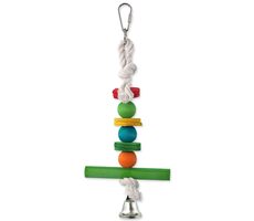Bird Jewel Hračka - závěsná dřevěná hrazda se zvonkem 30 cm