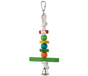 Bird Jewel Hračka - závěsná dřevěná hrazda se zvonkem 30 cm
