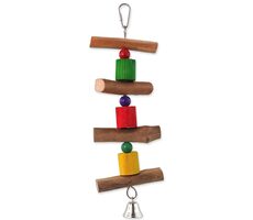 Bird Jewel Hračka - závěsná dřevěná se zvonkem 30 cm