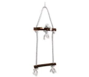 Bird Jewel Hračka - závěsná dřevo a provaz 50 cm