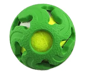 Dog Fantasy Gumový míček s tenisákem zelená 5 cm