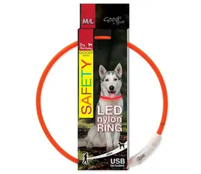 Dog Fantasy Obojek LED nylon oranžová 65 cm