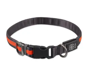 Dog Fantasy Obojek USB LED nylonový svítící S-M oranžová 1.9x35-50 cm