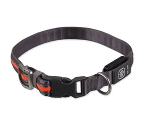 Dog Fantasy Obojek USB LED nylonový svítící M-L oranžová 2.5x45-65 cm