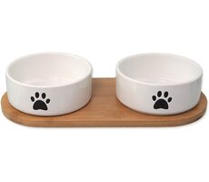 Dog Fantasy Set misky keramické s podtáckem bílé 2x 13x5.5cm. 400ml