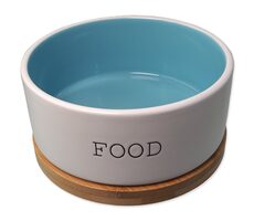 Dog Fantasy Miska keramická FOOD bílo-modrá s podtáckem 16x6.5cm. 850ml