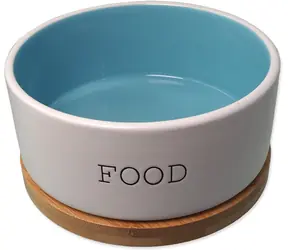 Dog Fantasy Miska keramická FOOD bílo-modrá s podtáckem 16x6.5cm. 850ml