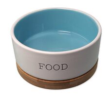 Dog Fantasy Miska keramická FOOD bílo-modrá s podtáckem 13x5.5cm. 400ml