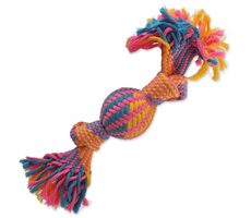 Dog Fantasy Hračka - přethovadlo s míčkem barevný vzor 2. knoty 40cm