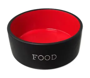 Dog Fantasy Miska keramická FOOD černo-červená 13x5.5cm 400ml