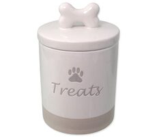 Dog Fantasy Dóza keramická na pamlsky s úchytkou bílá 13.5x21.5cm 1500ml