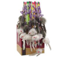 Magic Cat Hračka - prut s myškou a rolničkou catnip 17cm+49cm 24ks