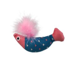Magic Cat Hračka - Rainbow Relax ryba s pírkem a šantou kočičí modro-růžová 10cm