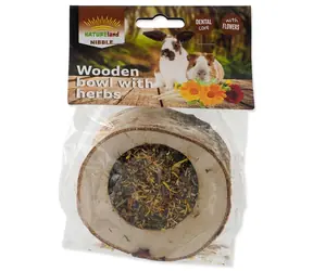 Nature Land Nibble Pochoutka miska plněná bylinkami dřevěná 120g