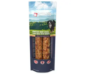 Ontario Protein žvýkací pamlsek velká rolka s kuřecím 2ks 
