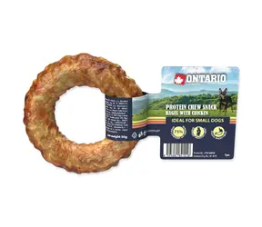 Ontario Protein žvýkací pamlsek bagel s kuřecím 8.9cm