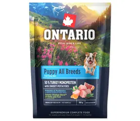 Ontario Puppy & Junior All Breeds Monoprotein Turkey & Sweet Potatoes 100g - vzorek 
