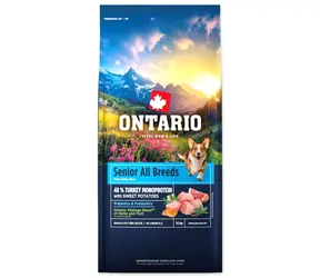 Ontario Senior All Breeds Monoprotein Turkey & Sweet Potatoes 12kg / Granule pro starší psy
