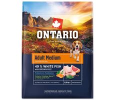 Ontario Adult Medium Fish & Brown Rice 2.25kg / Granule pro dospělé psy 