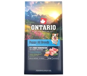 Ontario Puppy & Junior All Breeds Monoprotein Turkey & Sweet Potatoes 6.5kg / Granule pro štěňata