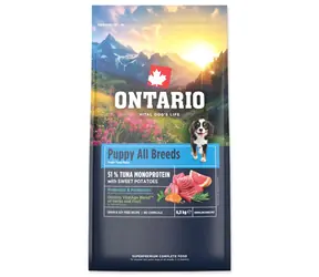 Ontario Puppy & Junior All Breeds Monoprotein Tuna & Sweet Potatoes 6.5kg / Granule pro štěňata