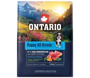 Ontario Puppy & Junior All Breeds Monoprotein Tuna & Sweet Potatoes 2.25kg / Granule pro štěňata