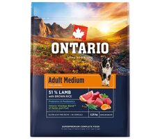 Ontario Adult Medium Lamb & Brown Rice 2.25kg / Granule pro dospělé psy 