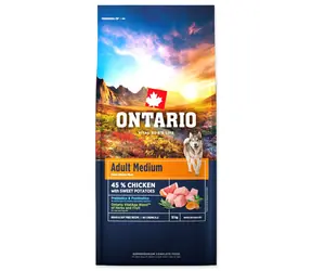 Ontario Adult Medium Chicken & Sweet Potatoes 12kg / Granule pro dospělé psy 
