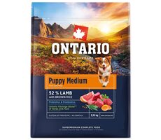 Ontario Puppy Medium Lamb & Brown Rice 2.25kg / Granule pro štěňata